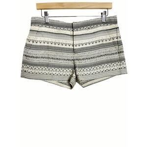 Parker Cream Metallic Woven Jacquard Patterned Dressy Shorts Size Medium